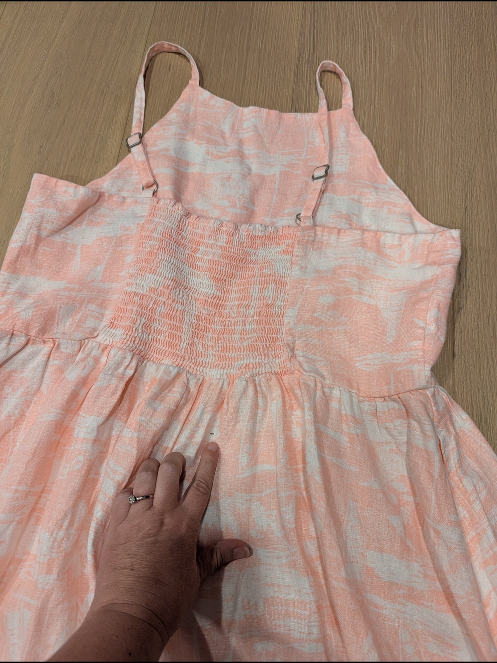 Lands' End Peach and White Linen Dress - Picture 3 of 8